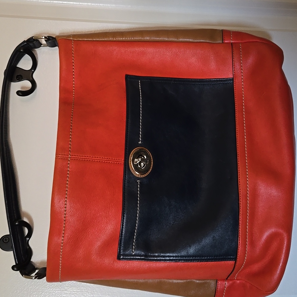 Coach Park Leather Color Block Carrie Tote